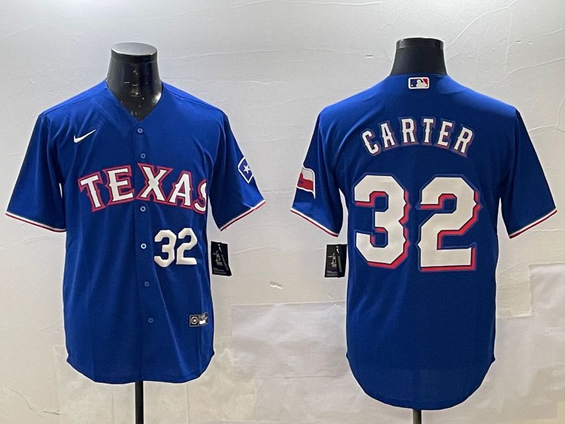 Men Texas Rangers #32 Carter Blue Game 2025 Nike MLB Jersey style 1